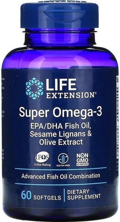 Life Extension Super Omega3 EPA/DHA z Lignanami Sezamowymi i Ekstraktem z Oliwek 60 kapsułek Life Extension