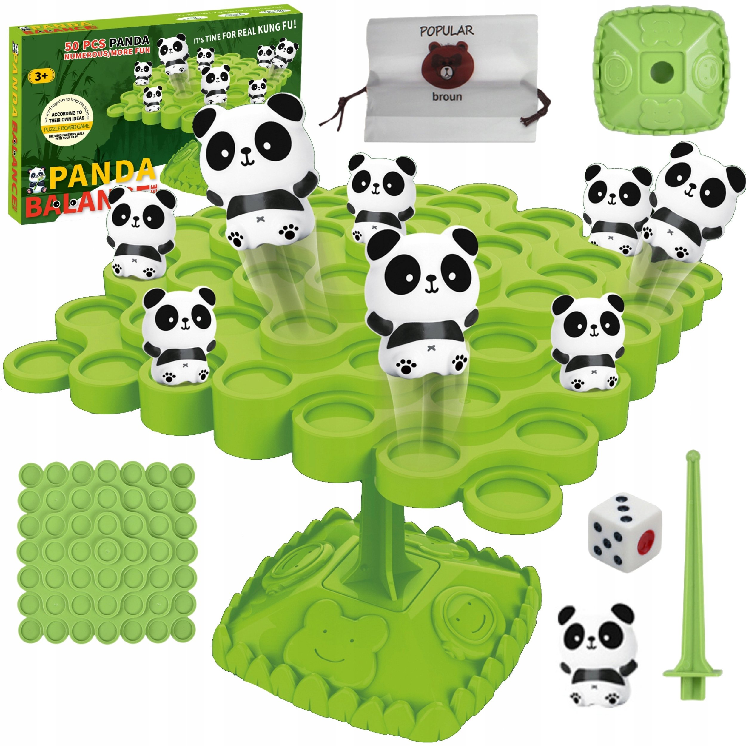 Gra Zręcznościowa Balansujące Skaczące Pandy Drzewo 50el dla dzieci 97A