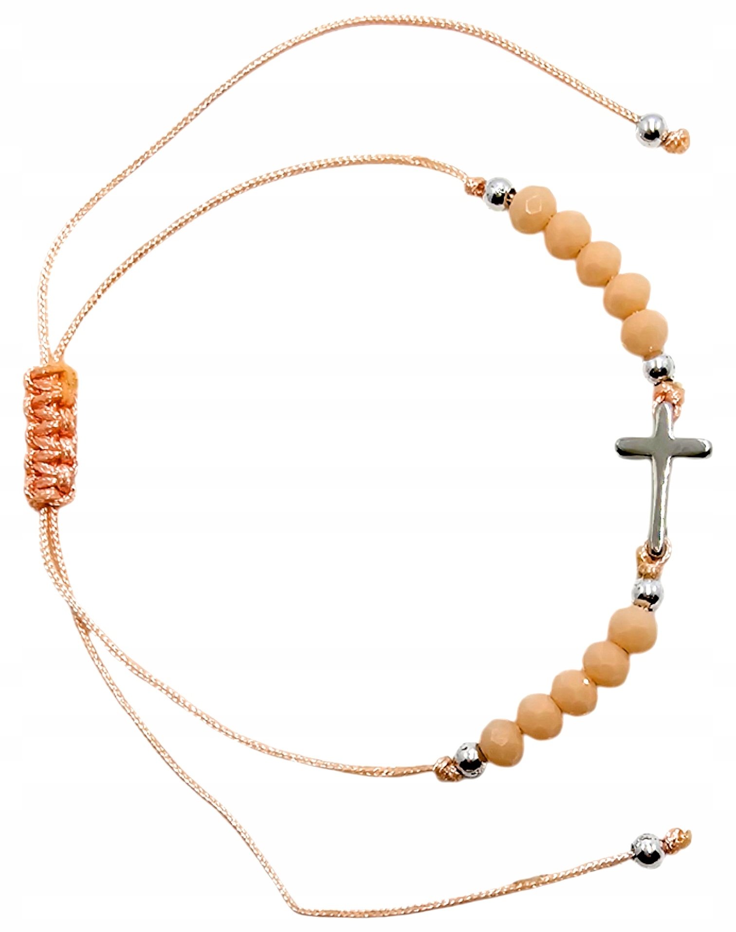 Różaniec 10-tka różańca różowa z krzyżykiem