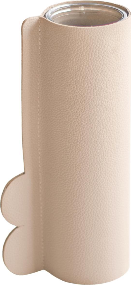 Tajemniczy ogród Wazonik w skórzanej osłonce beżowy 21 cm