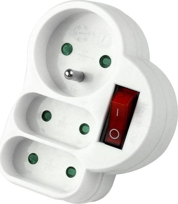 Konnoc DX-FZBK-01/01-2 rozbočka 1xkul.+2xplochá zásuvka s vypínačem