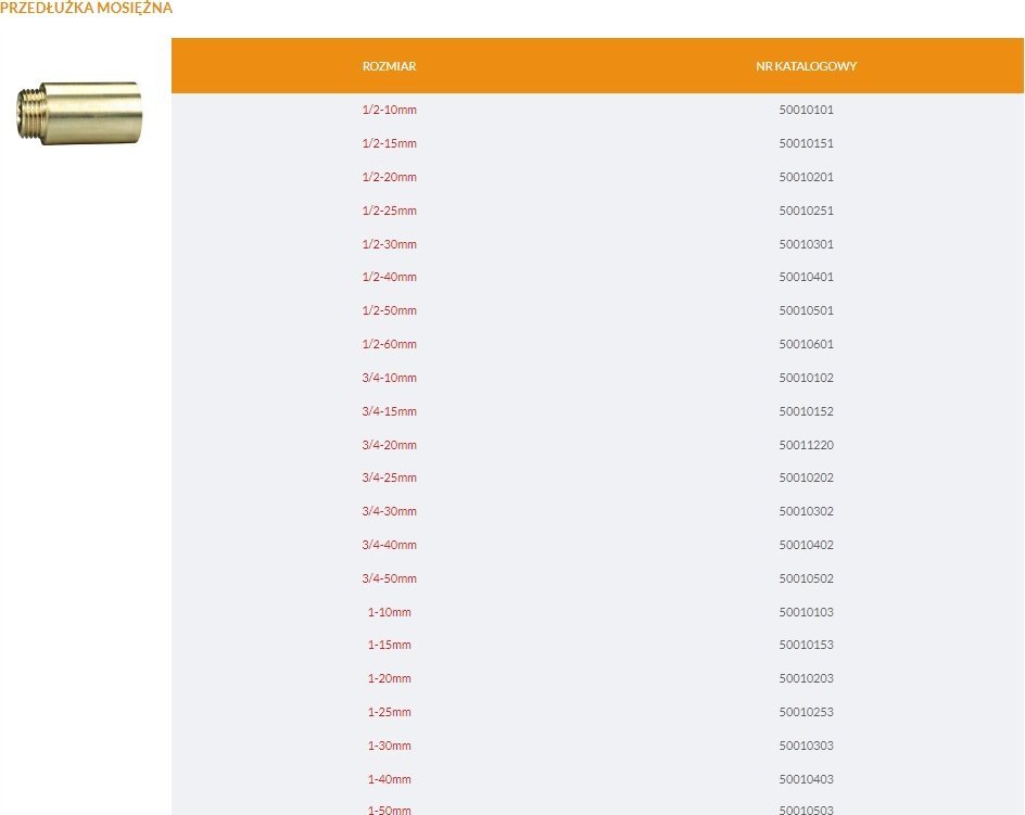AGAflex Przedłużka mosiężna 1-25 mm