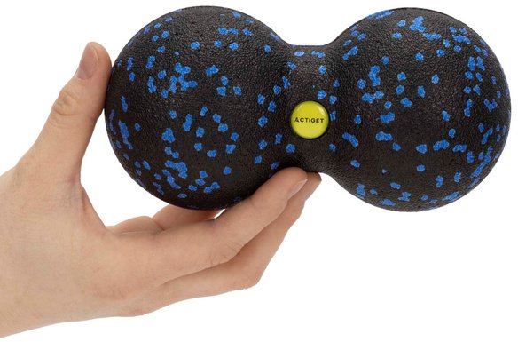 Piłka podwójna do masażu pleców i karku, roller punktowy czarno-niebieski UNIWERSALNY