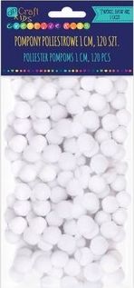 DP Craft Pompony poliestrowe DPCRAFT 1cm białe, 120 szt. Dalprint