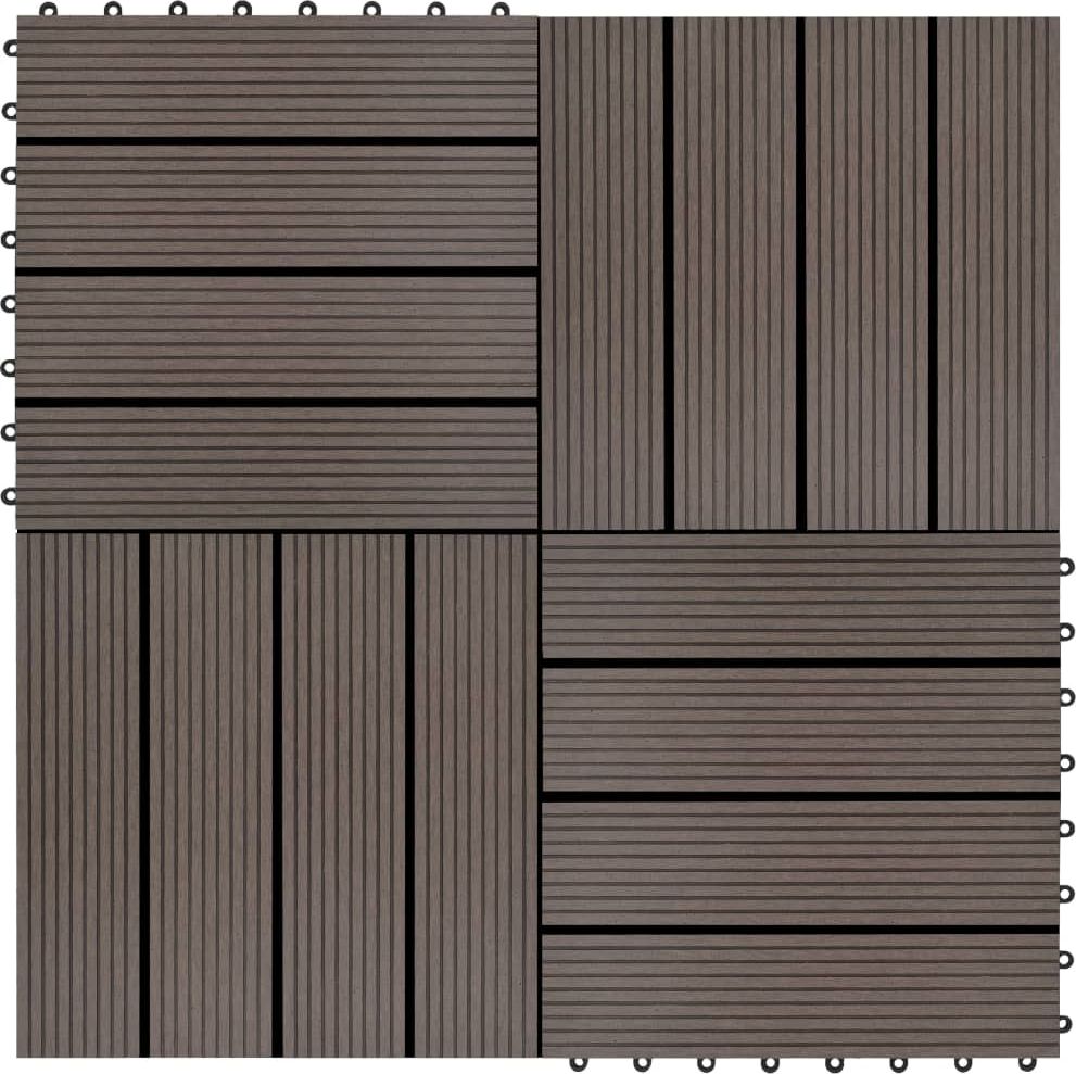 vidaXL Płytki tarasowe, 22 szt., 30 x 30 cm, 2 m, WPC, ciemnobrązowe