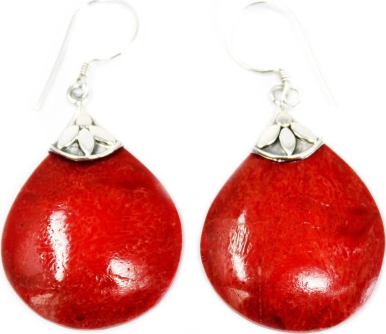 Lovrin Kolczyki srebrne Koral - Duże Krople