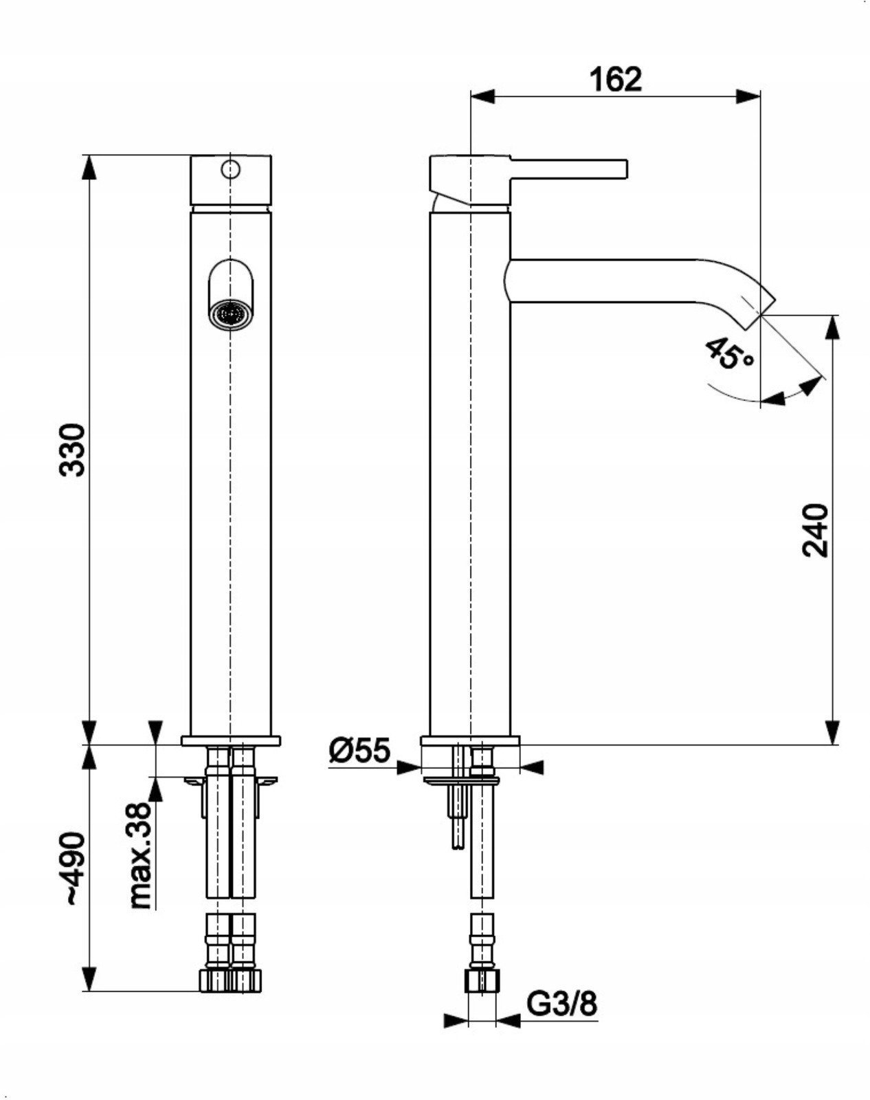 KFA bateria umywalkowa nablatowa Moza, miedź szczotkowana PVD 5032-612-34