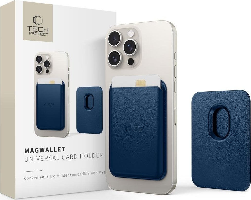 TECH-PROTECT MAGWALLET MAGSAFE UNIVERSAL MAGNETIC CARD HOLDER NAVY BLUE