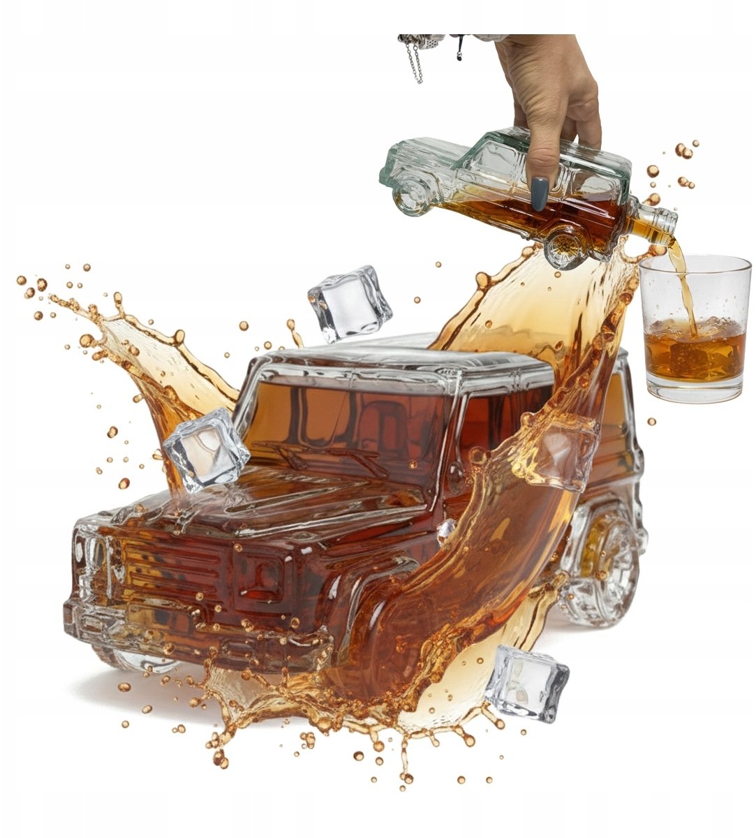 Butelka SZKLANA w Stylu G-KLASY Terenowa 0,5L Ozdobna na Prezent Likier