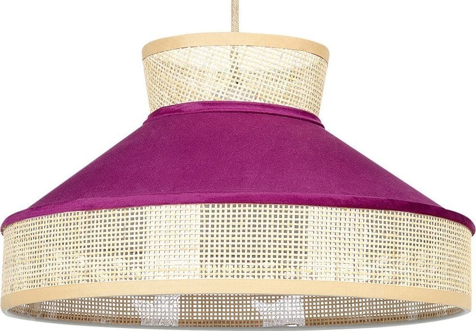 Lampa wisząca Beliani Lampa wisząca rattanowa naturalna z różowym BATALI!
