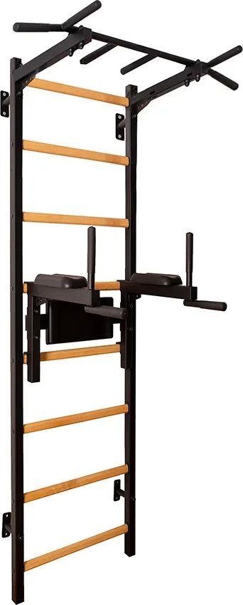 BenchK Drabinka gimnastyczna + metalowy drążek + poręcze z podparciem czarny BenchK