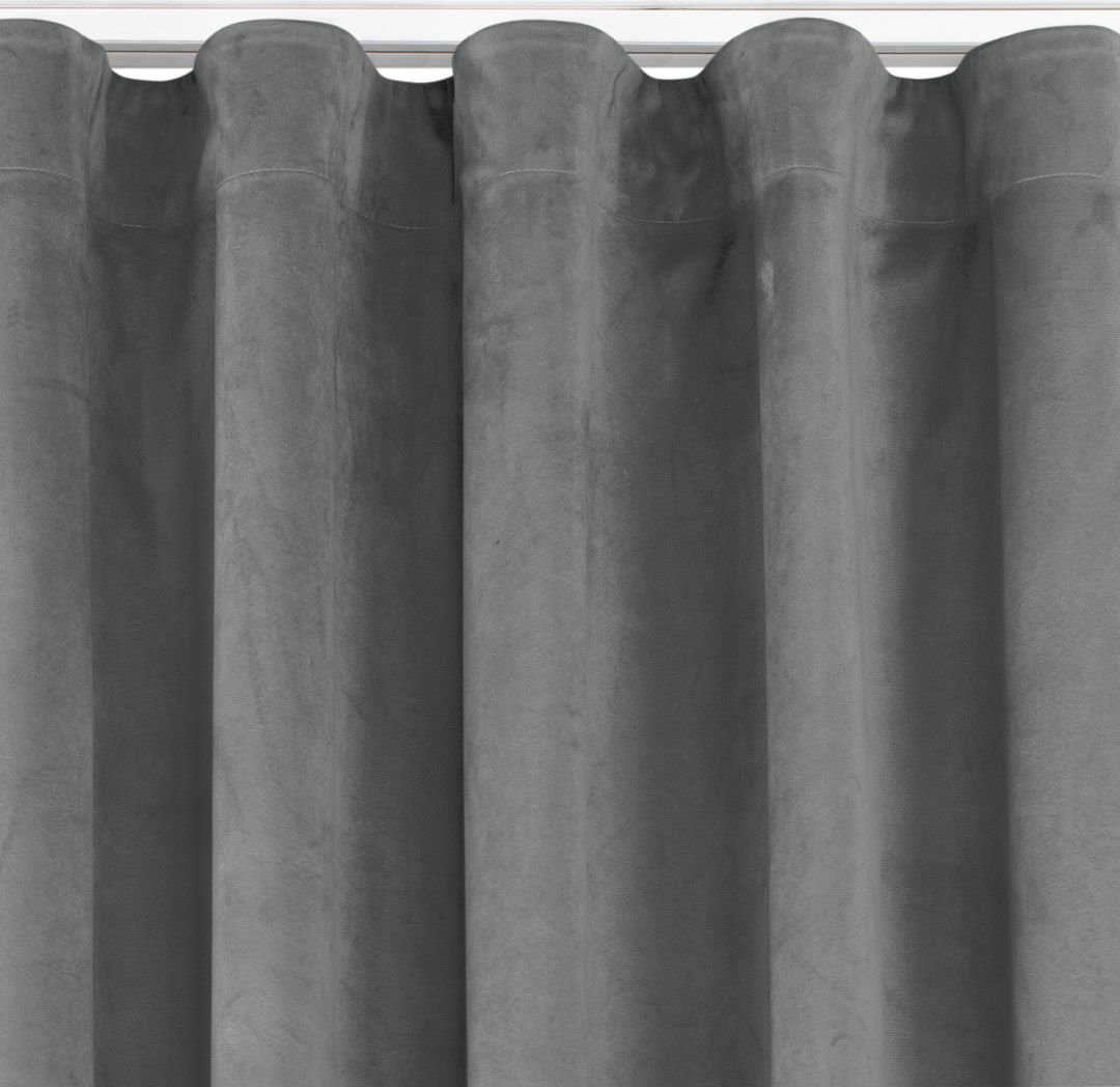 Homede Homede Zasłona VILA velvetowa na taśmie wave 135x245 grafitowa