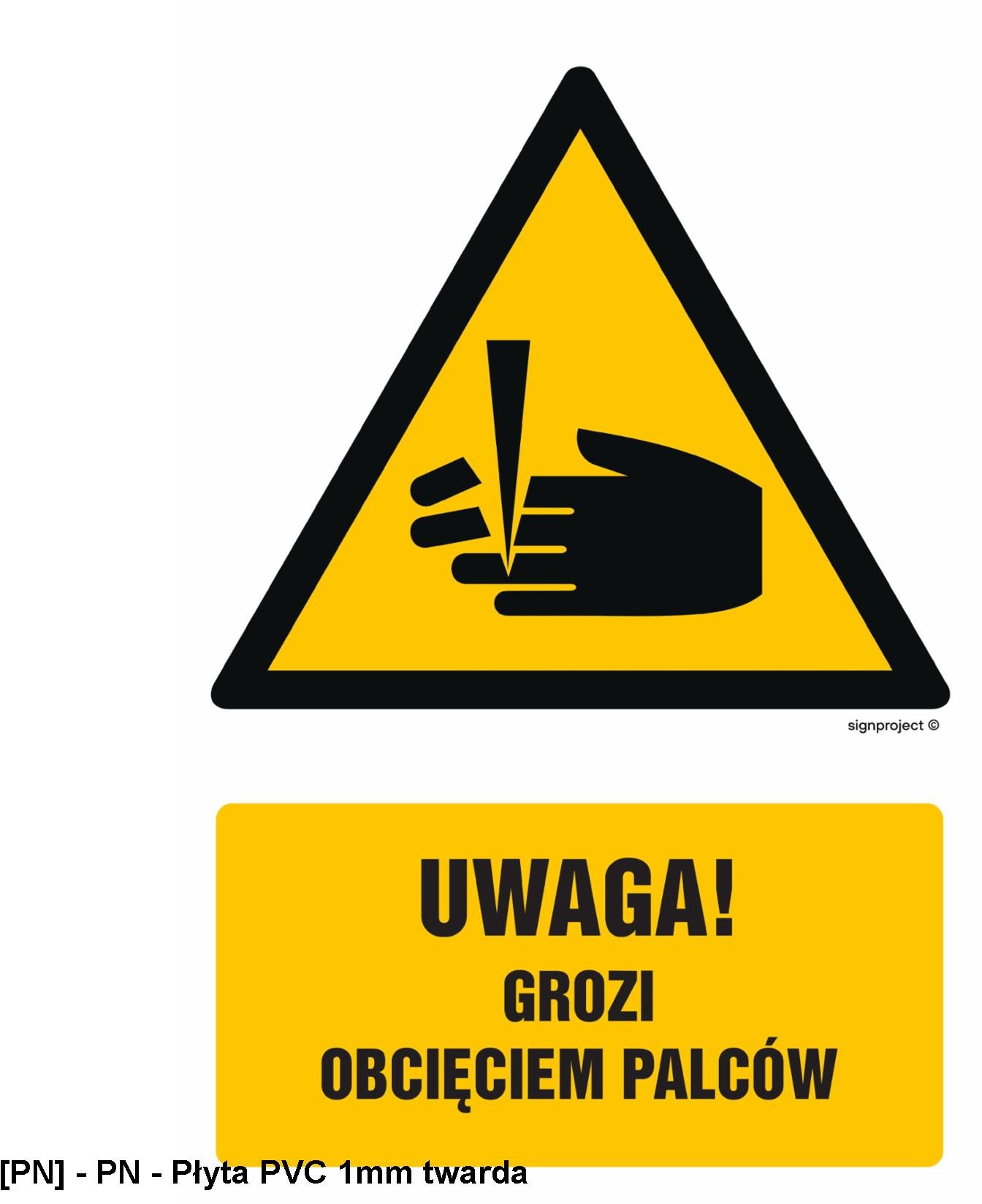 GF033 - Uwaga- niebezpieczeństwo obcięcia palców 500x750