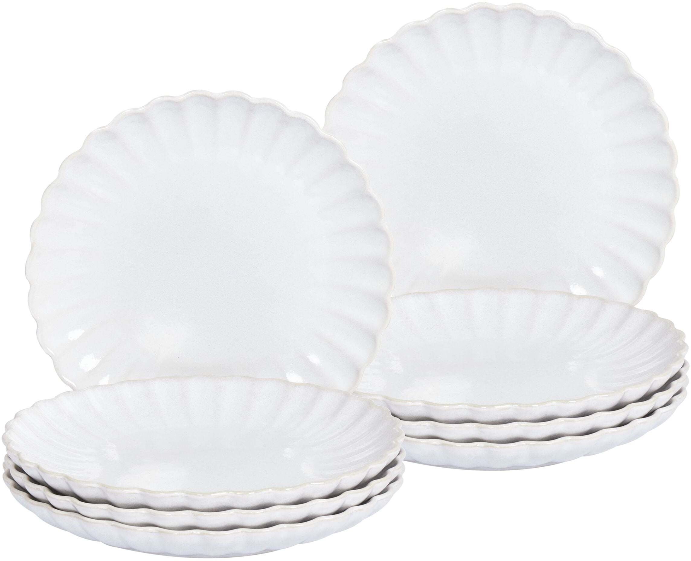 Beliani Zestaw 8 małych talerzy Kamionka Broken white