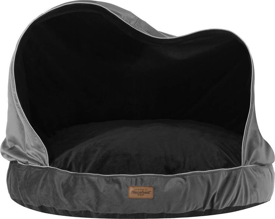 Recobed pufa z kocykiem Welurowe szary/czarny S 55cm