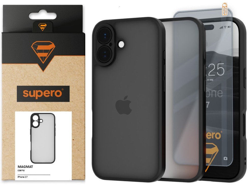 Etui matowe Supero Magmat do iPhone 17, czarne