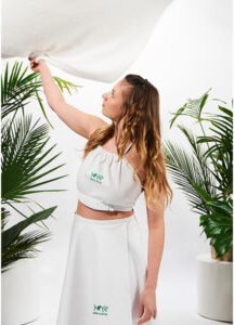 Biustonosz na saunę dla saunamistrzyni w 100% naturalna bawełna Yeye Biały L