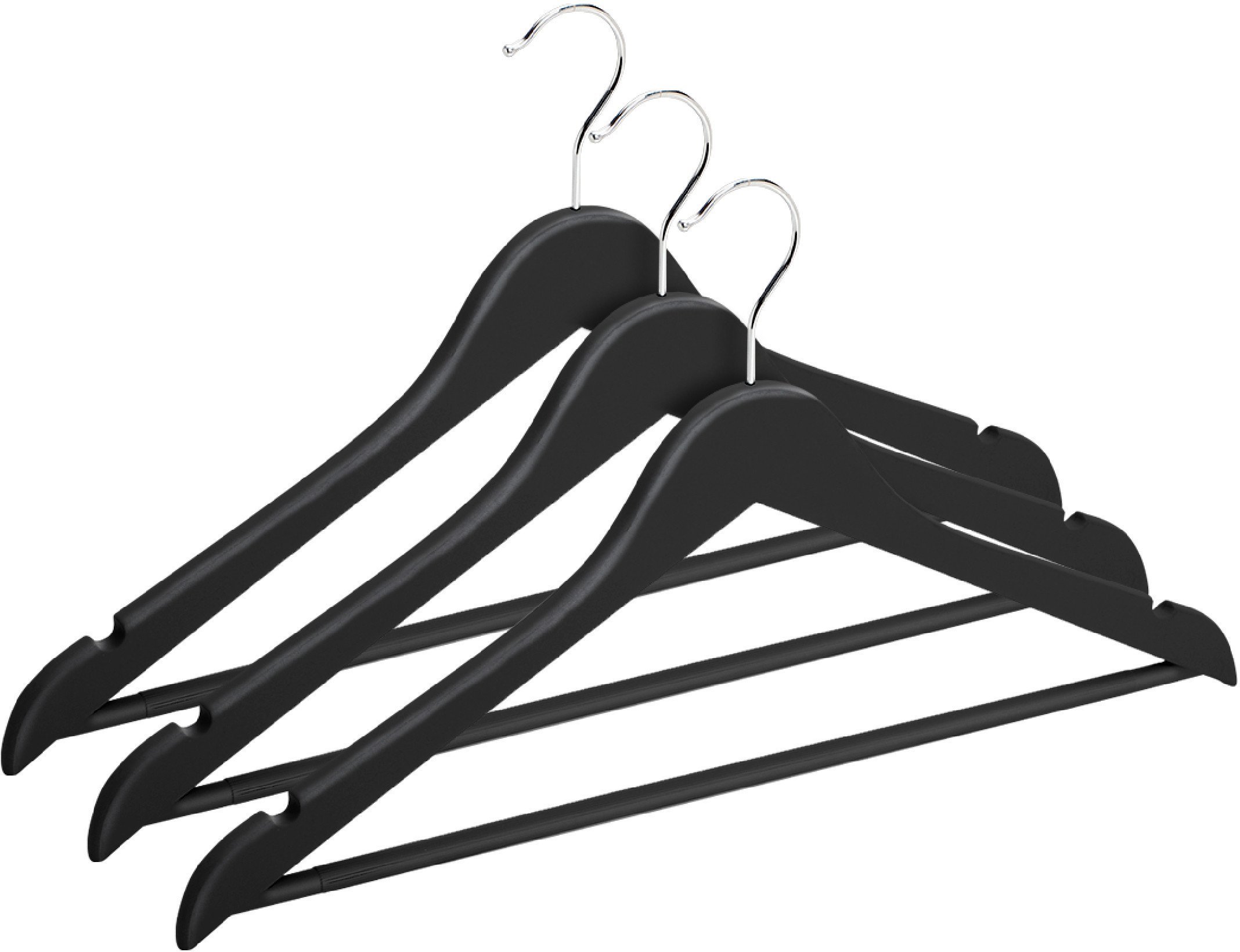RUBBER COATED HANGER LSR013C BLACK 3PCS
