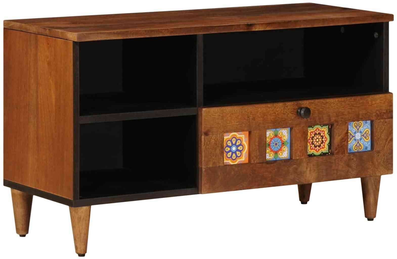 vidaXL Szafka pod telewizor z szufladą orzech włoski 80 x 33,5 x 46 cm