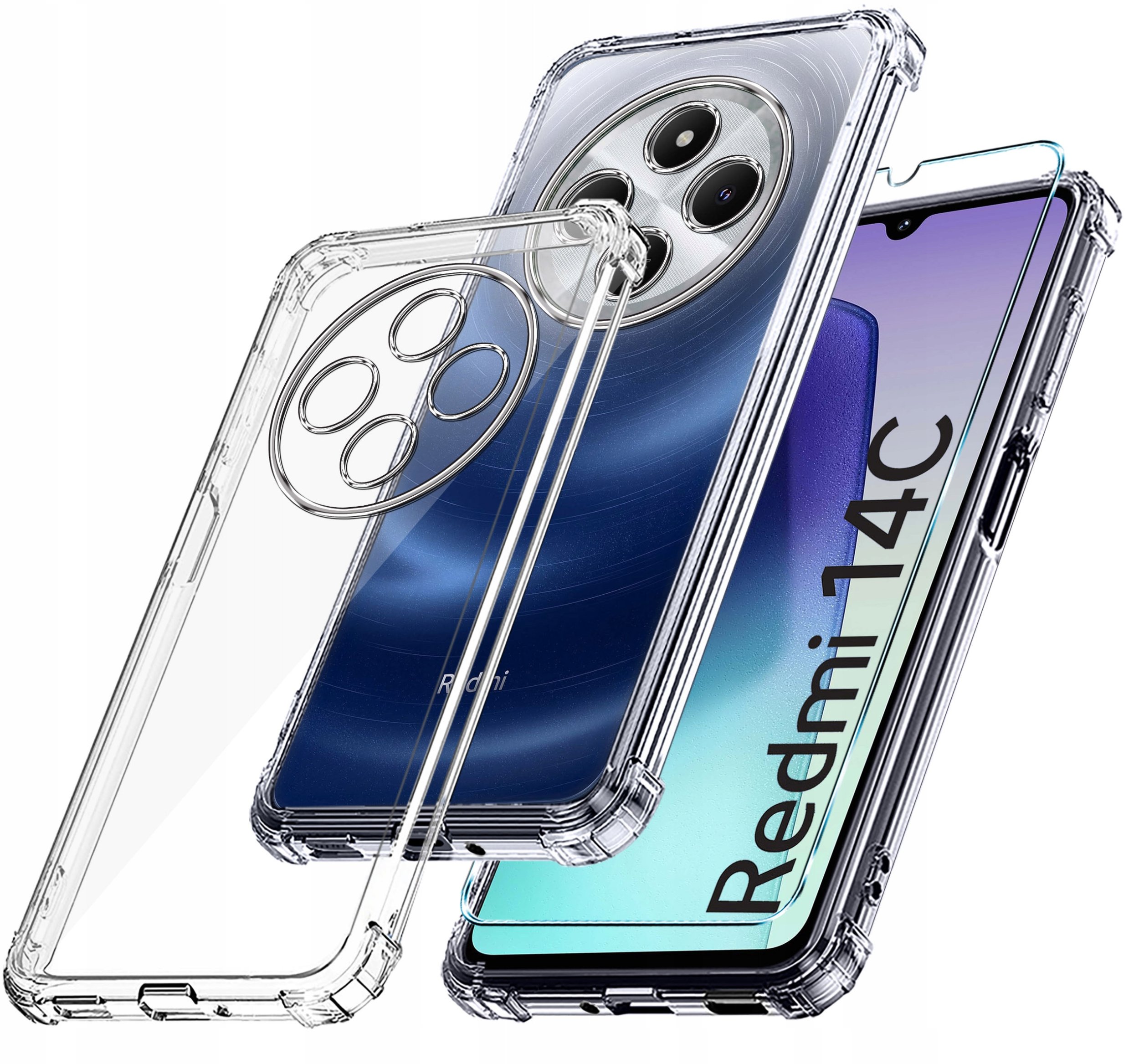 Etui do Xiaomi Redmi 14C ANTI-SHOCK CLEAR CASE + Szkło OCHRONNE 9H