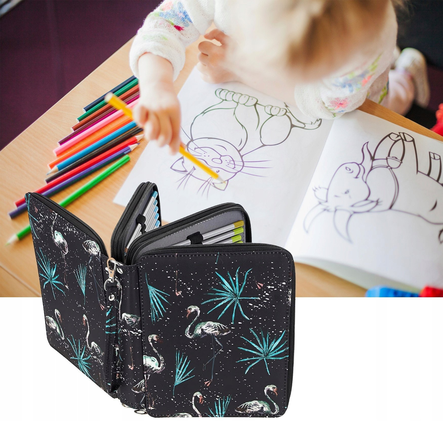 K405A PIÓRNIK SZKOLNY ORGANIZER 4 KLAPY FLAMING