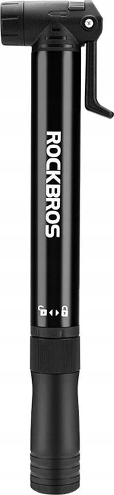 RockBros Ręczna mała pompka rowerowa z uchytem do ramy roweru + wkrętak - czarna ROCKBROS