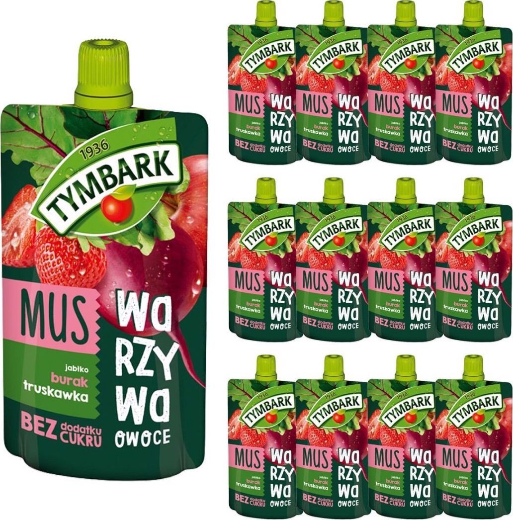 Tymbark Tymbark Mus jabłko burak truskawka 100 g x 12 sztuk