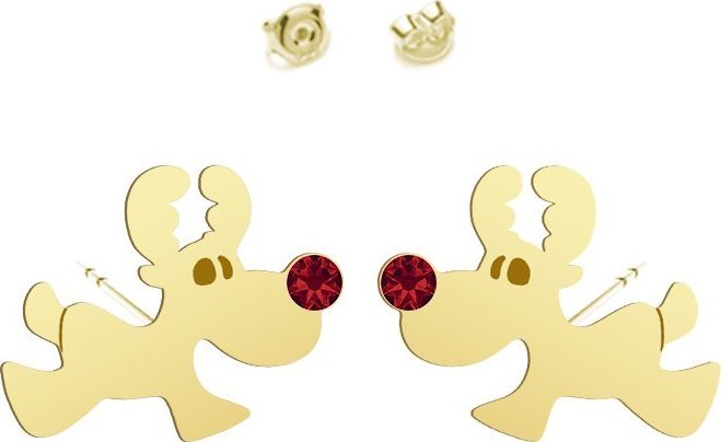 Radziszewska Jewellery Kolczyki Pozłacane Renifer Rudolf Boże Narodzenie