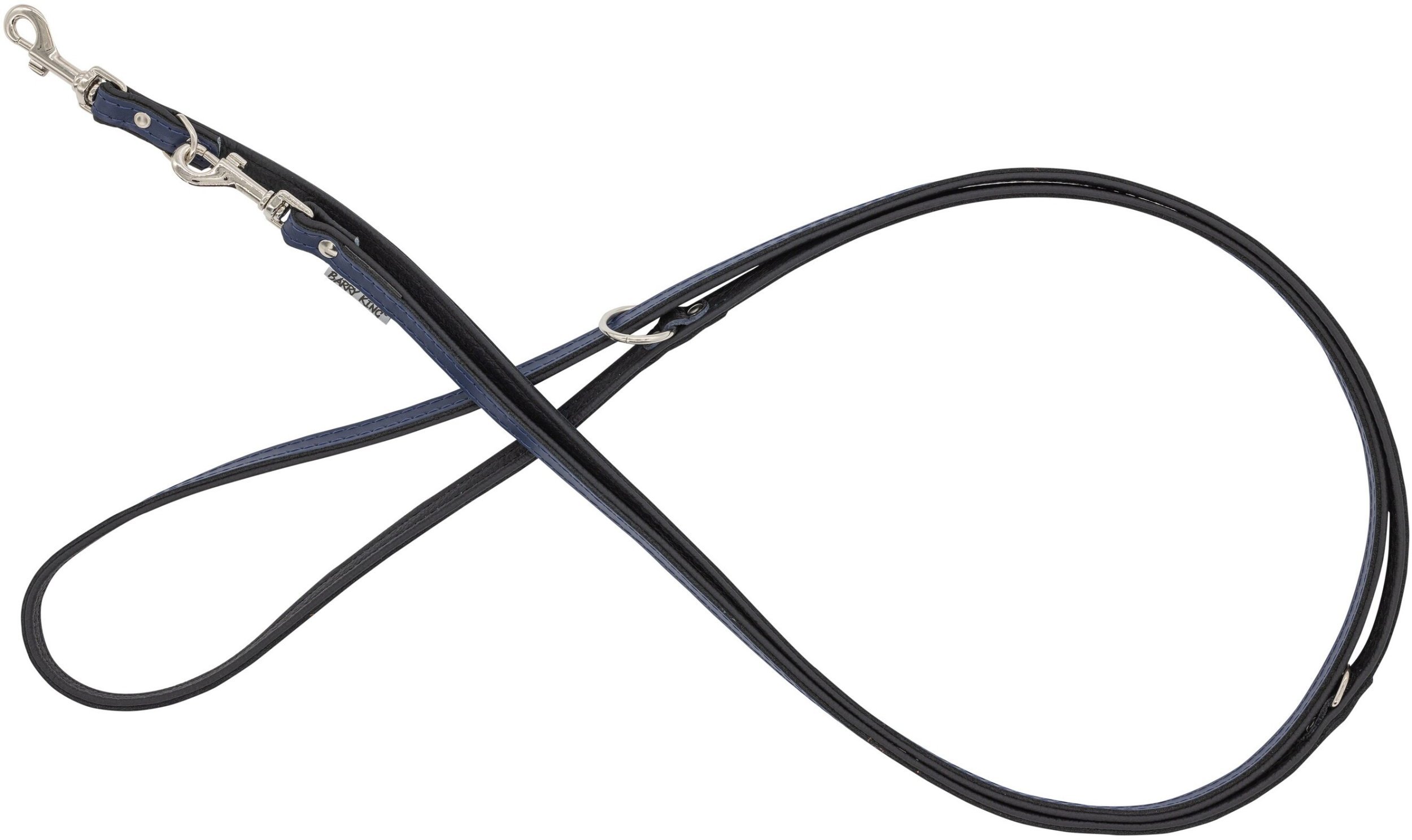 Smycz regulowana skórzana dla psa, granatowy/czarny, M-L, 20mm/200cm