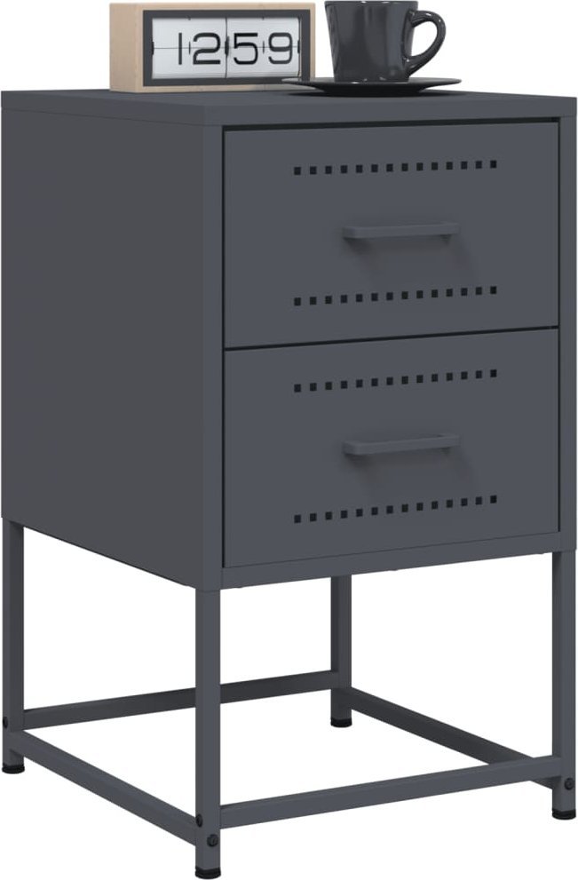vidaXL Szafki nocne, 2 szt., antracytowe, 36x39x60,5 cm, stal