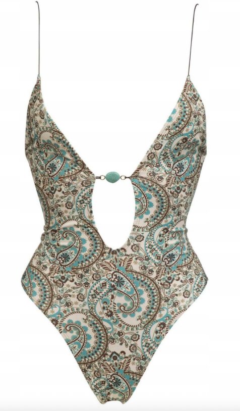 Wiązany strój jednoczęściowy kąpielowy z głębokim dekoltem szpic kobiecy M