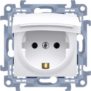 Kontakt-Simon Gniazdo pojedyncze Simon 10 hermetyczne IP44 uziemienie schuko klapka 16A biały (CGSZ1B.01/11)