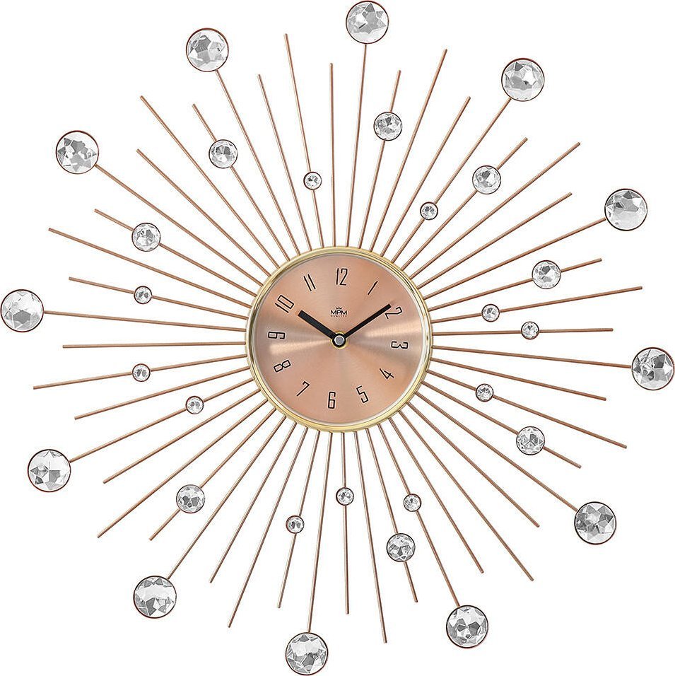 MPM Duży zegar ścienny MPM E04.4284.23 z kryształkami 50 cm