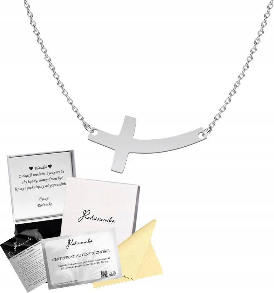 Radziszewska Jewellery Naszyjnik Celebrytka Krzyżyk Krzyż Srebro 925 Prezent Biżuteria ŻYCZENIA