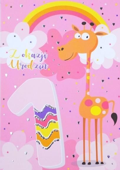 Trend Karnet B6 roczek różowa żyrafa silver