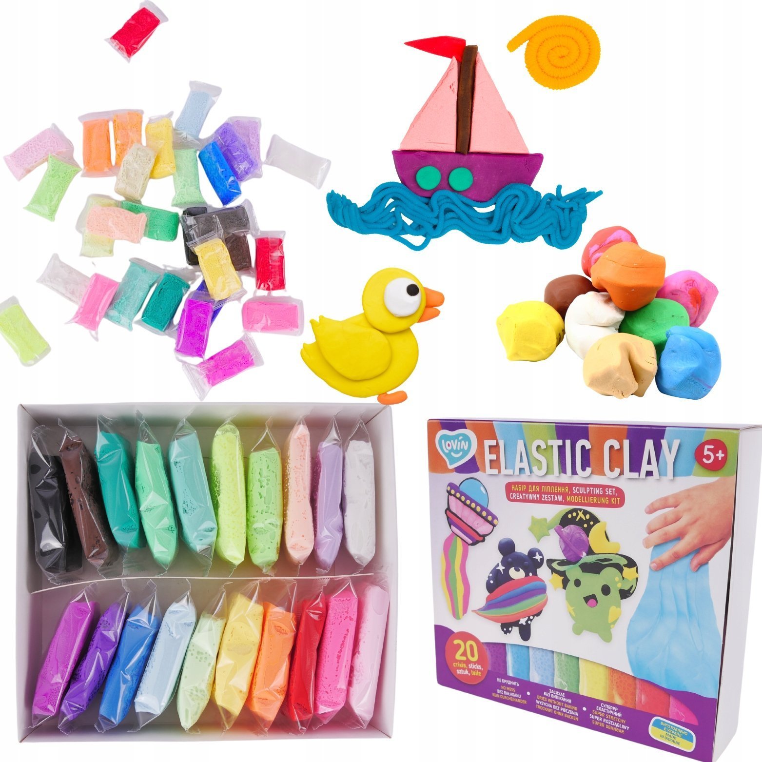 Maksik Ciastolina Zestaw Elastic Clay 20 sztuk TM Lovin 70140