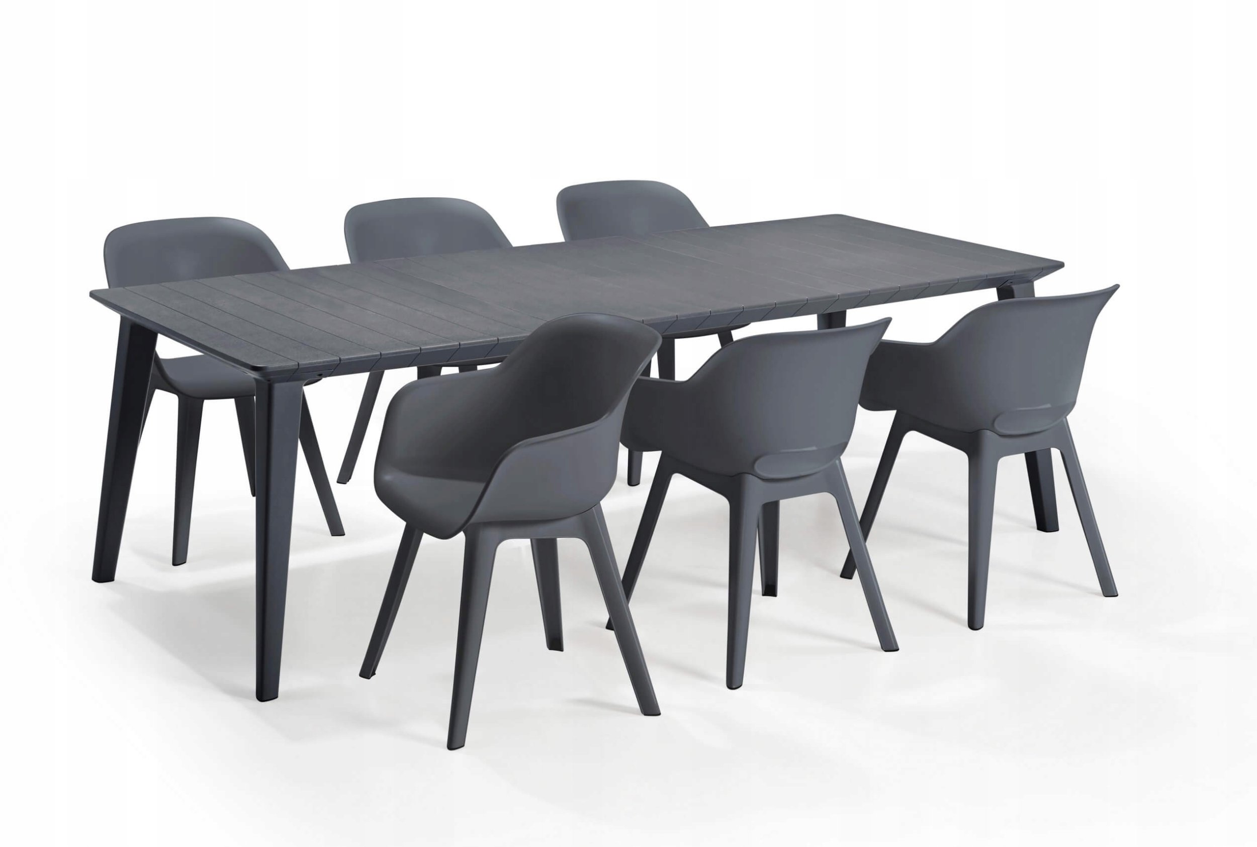 Keter Komfortowy komplet mebli ogrodowych 6 foteli AKOLA Stół LIMA 240 grafit dla 6 osób