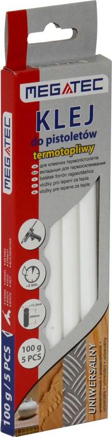 Wkłady klejowe Megatec 11 mm x 200 mm białe 5 szt. 0.1 kg Termik (BN1021C UN BIA)