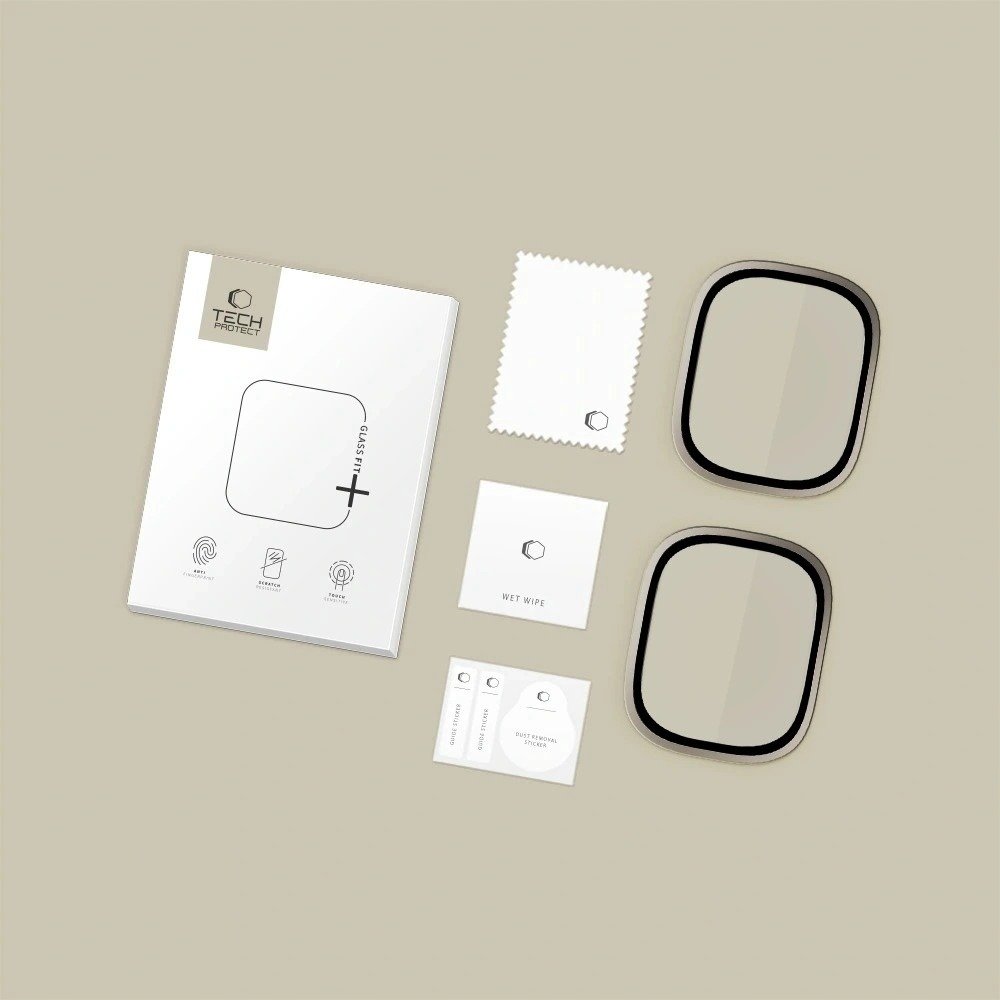 Tech-Protect Szkło hartowane Glass Ring do Apple Watch Ultra 1 / 2 / 3 49mm Titanium [2 PACK]