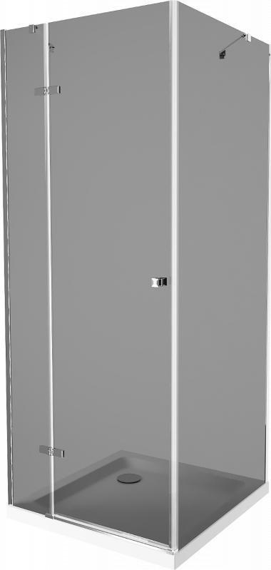 Mexen Mexen Roma kabina prysznicowa uchylna 70 x 70 cm, grafit, chrom + brodzik Flat, biały - 854-070-070-01-40-4010