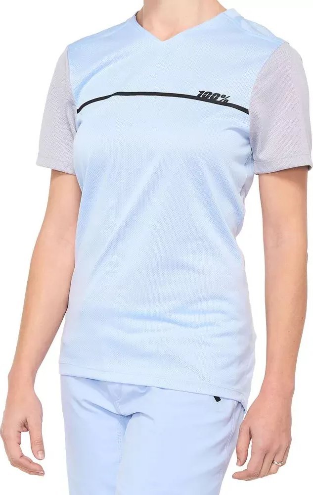 100% Koszulka damska 100% RIDECAMP Jersey krótki rękaw powder blue grey roz. M (NEW 2021)