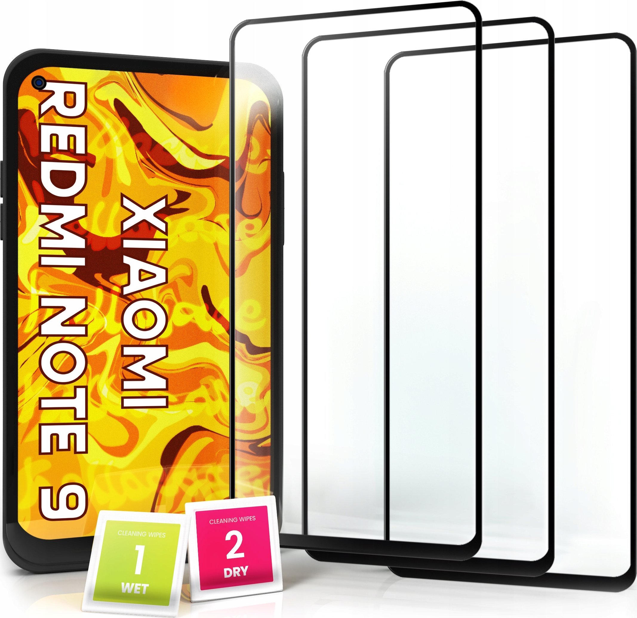 Hello Case 3-pak SZKŁO HARTOWANE DO Xiaomi Redmi Note 9 na cały ekran 9H ochronne 5D