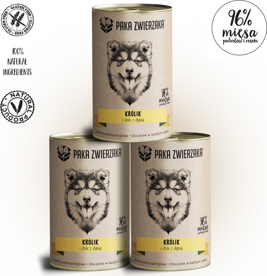 Paka Zwierzaka Paka Zwierzaka Królik i dzik z dynią 3x400g