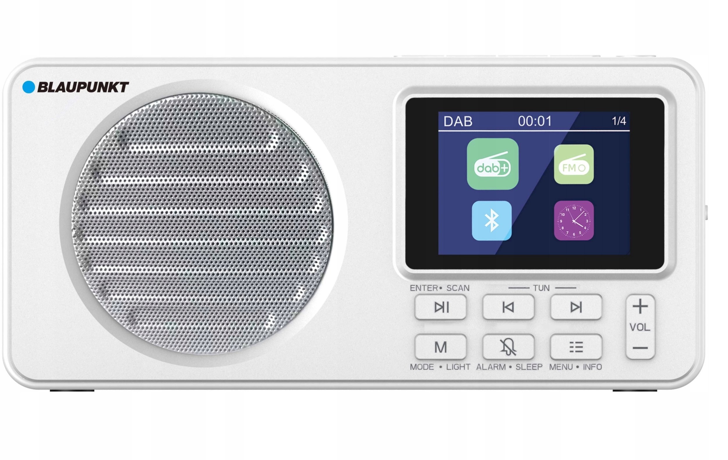 RADIO DR 6WH CYFROWE BIAŁE AKUM. (DAB+/FM/RDS/BT/ZEGAR/ALARM)