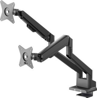 Goobay Uchwyt do monitorów podwójnych ze sprężyną gazową, czarny