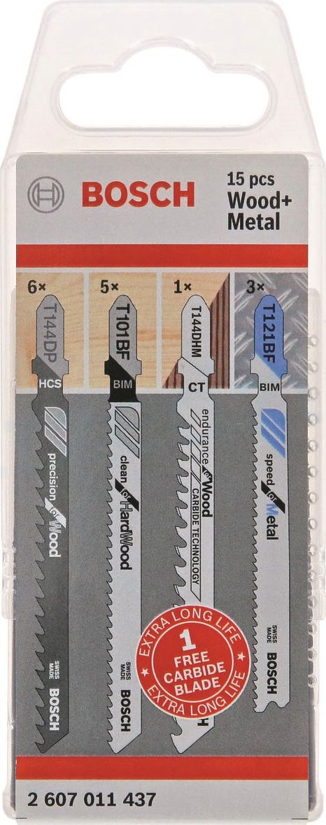 Bosch zestaw brzeszczotów T SET drewno-metal 14PC+1PC (2607011437)
