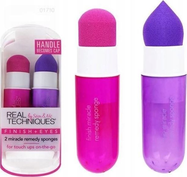 Real Techniques Zestaw Finish + Eyes 2 Miracle Remedy Sponges podróżne gąbki do makijażu