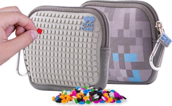 PIXIE Saszetka na Suwak, Kosmetyczka, PIXIE CREW, Kratka, Szary Panel