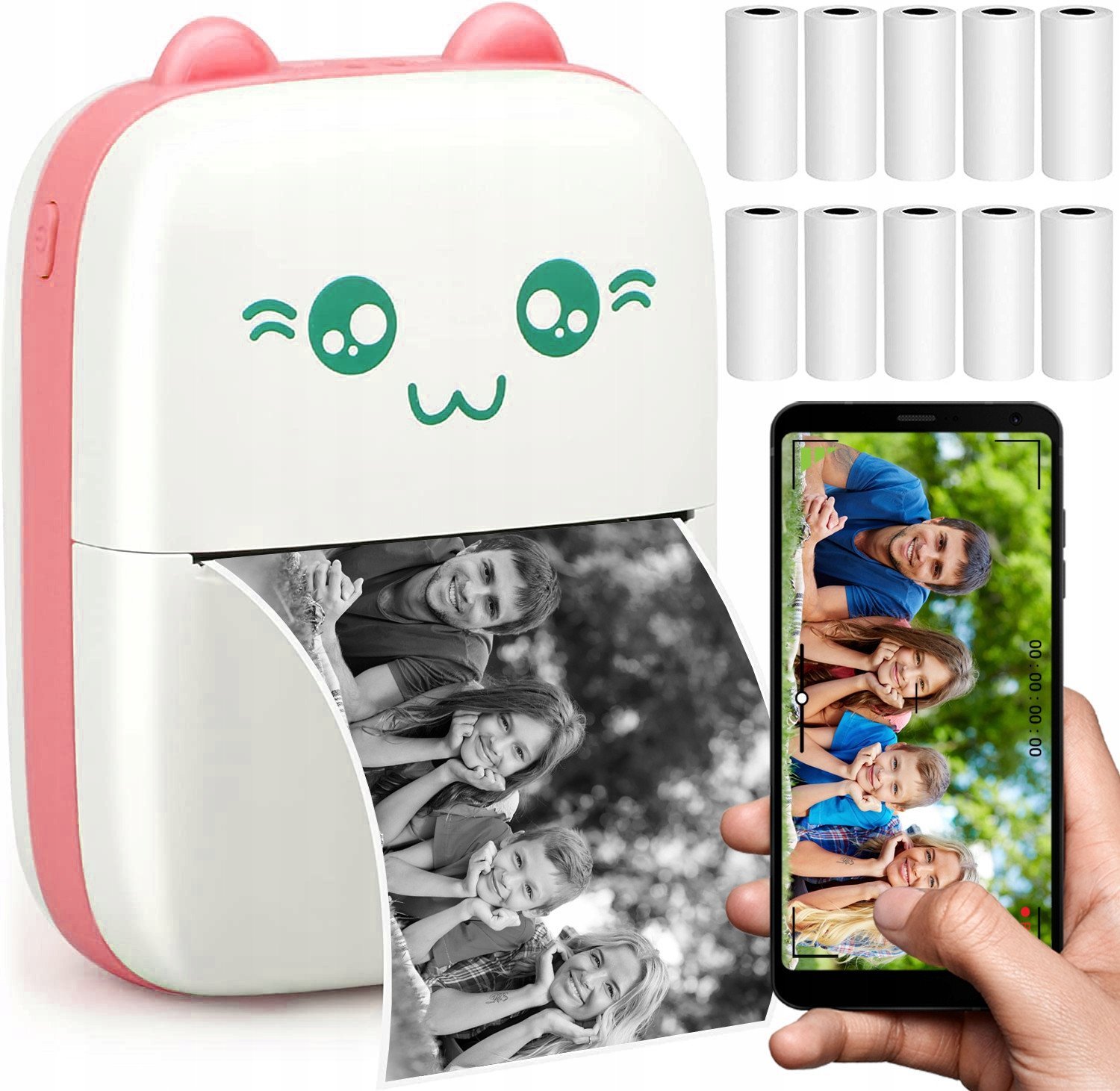 DRUKUŚ Drukarka termiczna dziecięca różowa