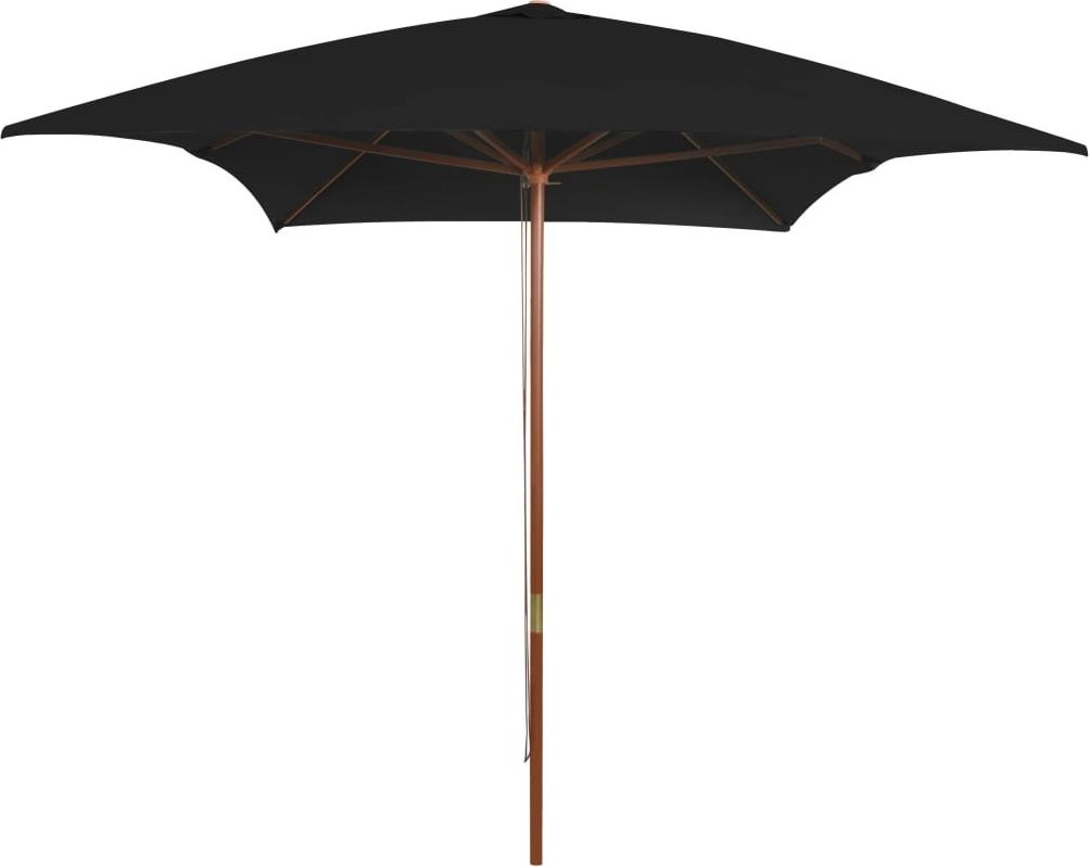 vidaXL VidaXL Parasol ogrodowy na drewnianym słupku, czarny, 200x300 cm